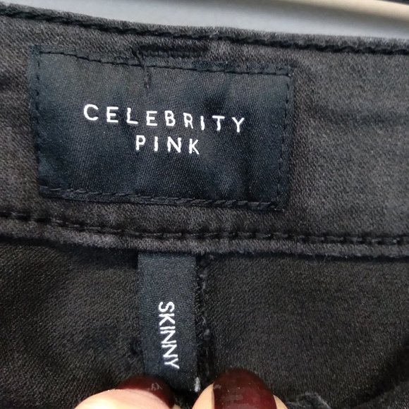 CELEBRITY Pink Black Skinny Jeans Juniors Size 3 - Picture 4 of 11